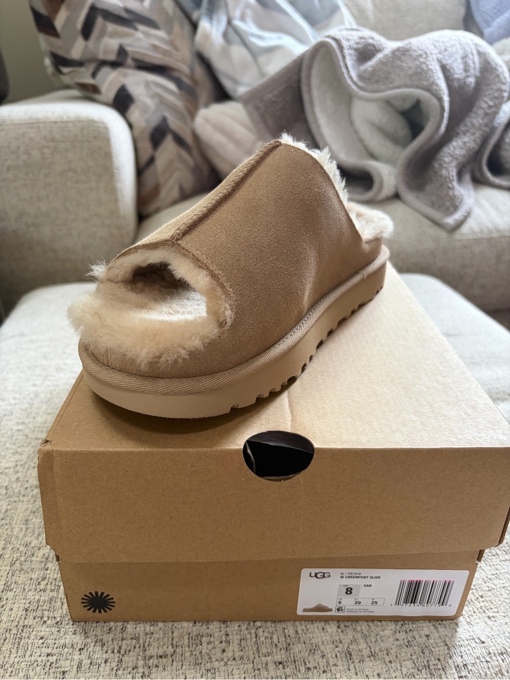 UGG Women’s Sandstone Suede Shearling Slide Slippers